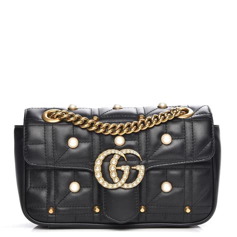 gucci bril pearl|Gucci black bag with pearls.